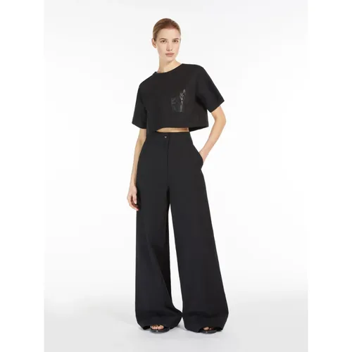 Black T-shirt with Short Sleeves - Max Mara - Modalova