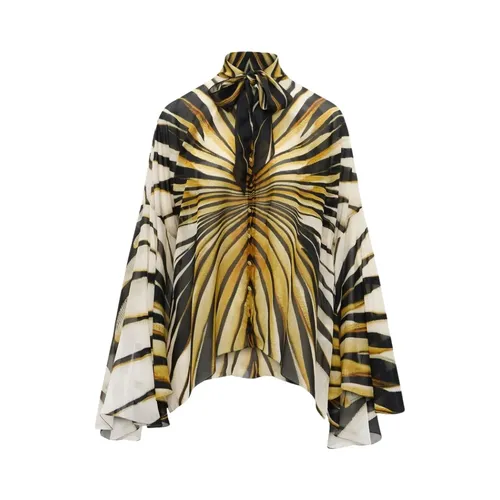 Gold Print Silk Blouse - Roberto Cavalli - Modalova