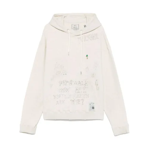 White Sweater with Drawstring Hood - Mihara Yasuhiro - Modalova