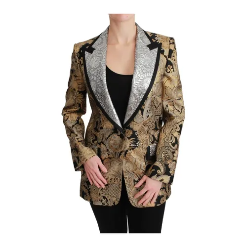 Floral Jacquard Blazer with Silver Lapel - Dolce & Gabbana - Modalova