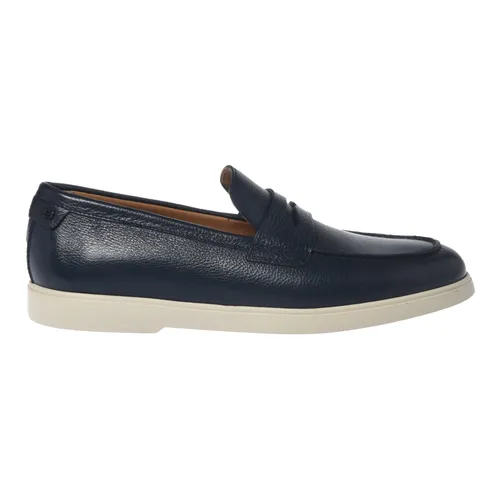 Blue tumbled leather loafer - Baldinini - Modalova