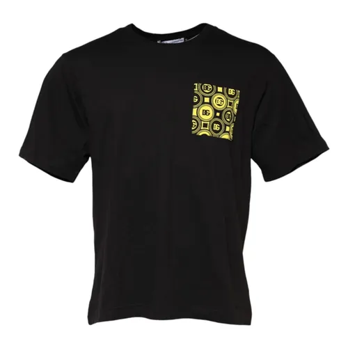 Black Minimalist Cotton Crew Neck T-shirt - Dolce & Gabbana - Modalova