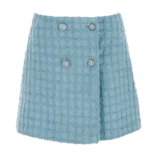 Light-blue Boucle Mini Skirt - Versace - Modalova
