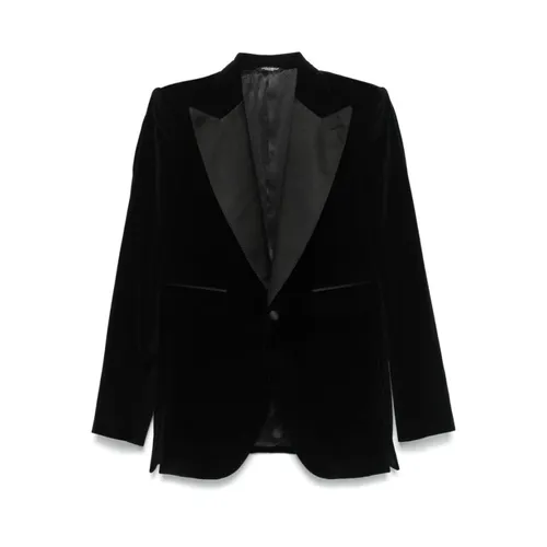 Black Velvet Jacket Peak Lapels - Dolce & Gabbana - Modalova