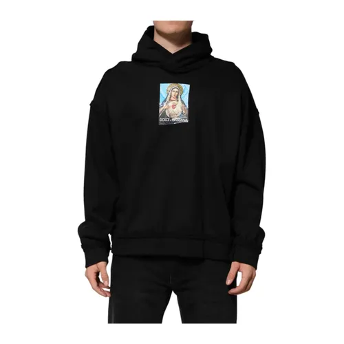 Crystal Embellished Printed Hoodie - Dolce & Gabbana - Modalova