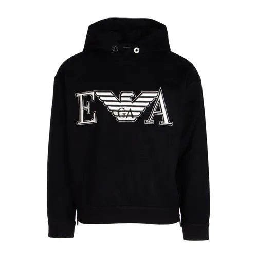 Oversized Black Hoodie - Emporio Armani - Modalova
