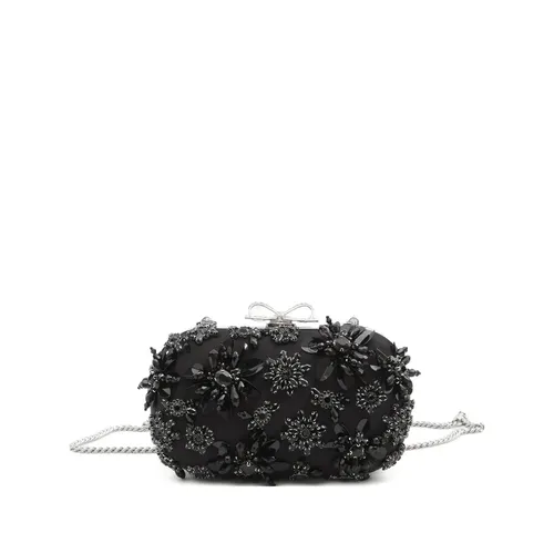 Satin Floral Crystal Clutch Bag - Self Portrait - Modalova