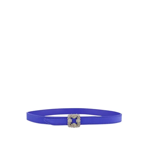 Blue Crystal Buckled Mini Belt - Manolo Blahnik - Modalova
