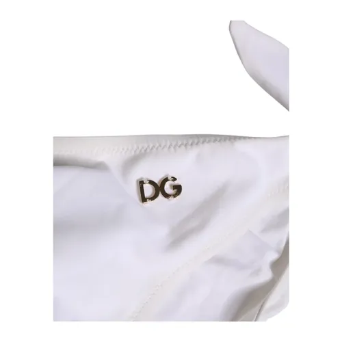 White Side Tie Logo Bikini Bottom - Dolce & Gabbana - Modalova