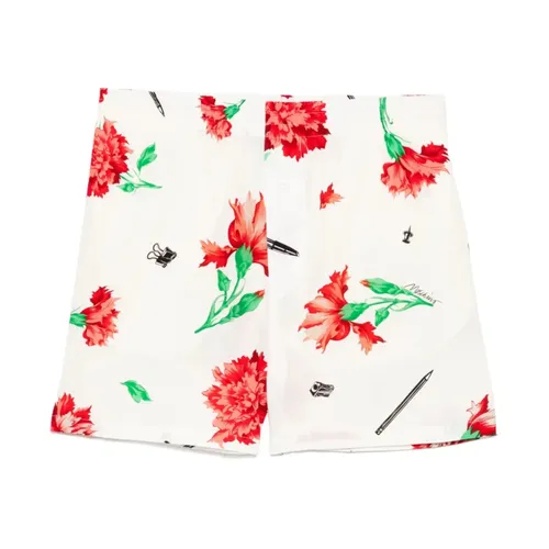Floral Print Elastic Waistband Shorts - Moschino - Modalova