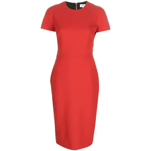Red Crepe Round Neck T-shirt - Victoria Beckham - Modalova