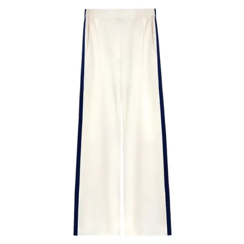 Sporty White Viscose Pants with Black Stripes - Margaux Lonnberg - Modalova