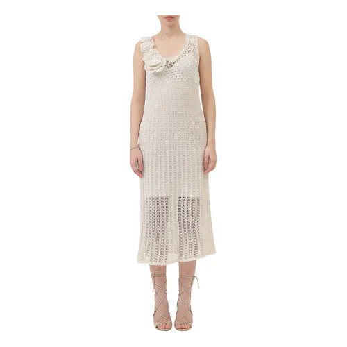 Knit Maxi Dress with Floral Applications - Ermanno Scervino - Modalova