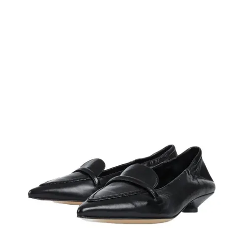 Black Leather Decolleté Shoe - Pomme D'or - Modalova