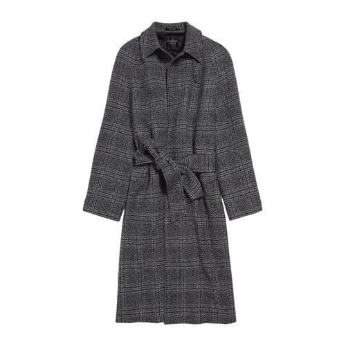 Wool Coat with Belt Closure - Balenciaga - Modalova