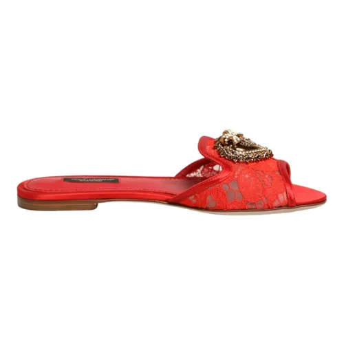 Devotion Lace Flat Slides - Dolce & Gabbana - Modalova