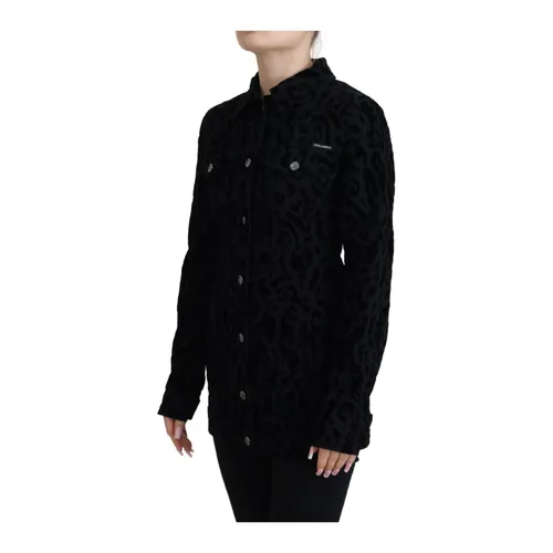 Leopard Velvet Button Down Jacket - Dolce & Gabbana - Modalova