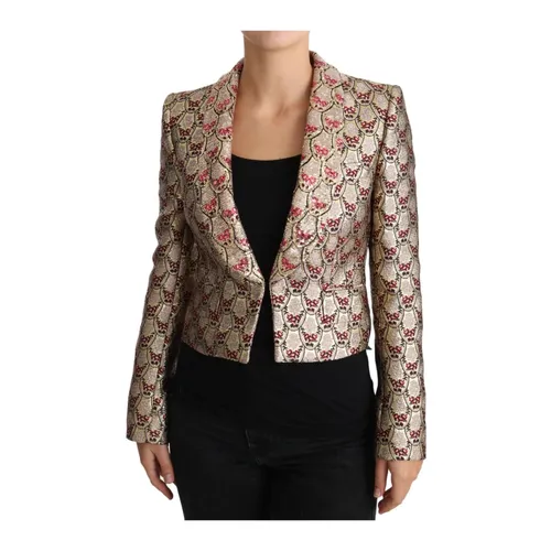 Sequined Floral Blazer Jacket Coat - Dolce & Gabbana - Modalova