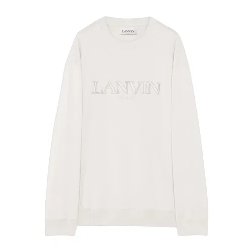 Sudadera Beige Oversize de Algodón con Logo - Lanvin - Modalova