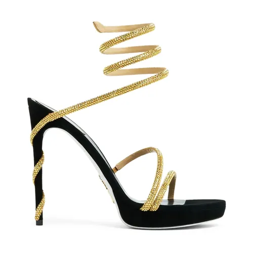 Golden Strappy Sandals - René Caovilla - Modalova