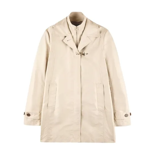 Beige Coat with Hook Fastening - Fay - Modalova