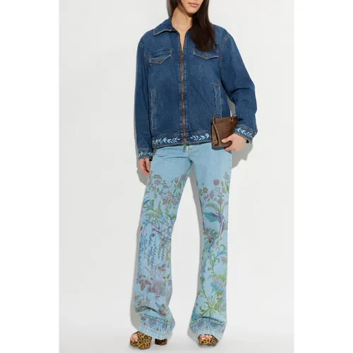 Denim Jacket With Embroidery And Zip - Etro - Modalova