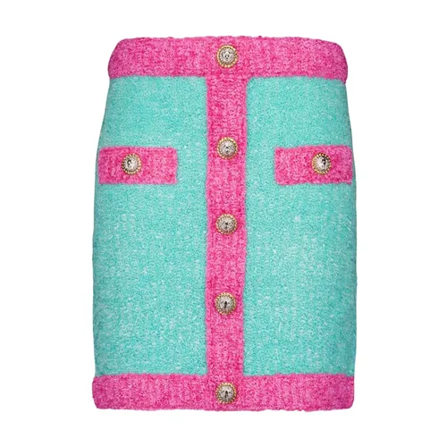 Two-Tone Buttoned Knit Skirt - Balmain - Modalova