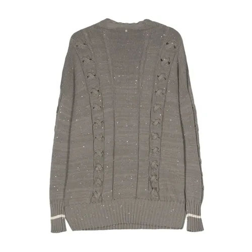 Sequin Cable-Knit Jumper - Lorena Antoniazzi - Modalova