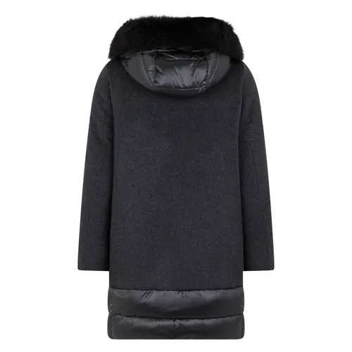 Long Wool Coat with Fur Collar - Moorer - Modalova
