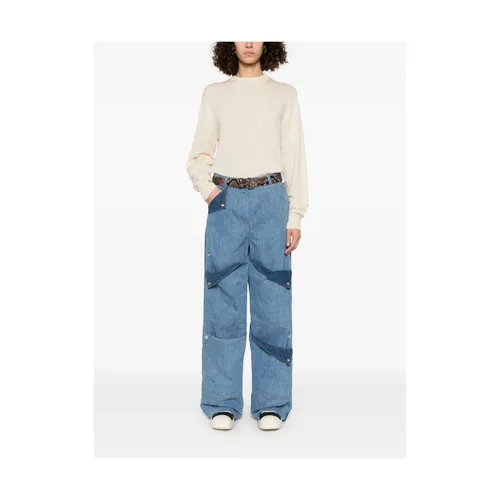 Blue Front Button Jeans with Logo Patch - Kenzo - Modalova