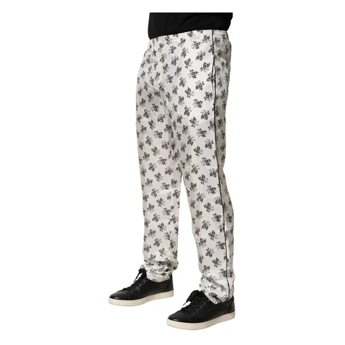 White Floral Silk Lounge Pants - Dolce & Gabbana - Modalova