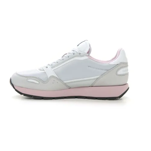 Canvas and Suede Eagle Logo Sneaker - Emporio Armani - Modalova