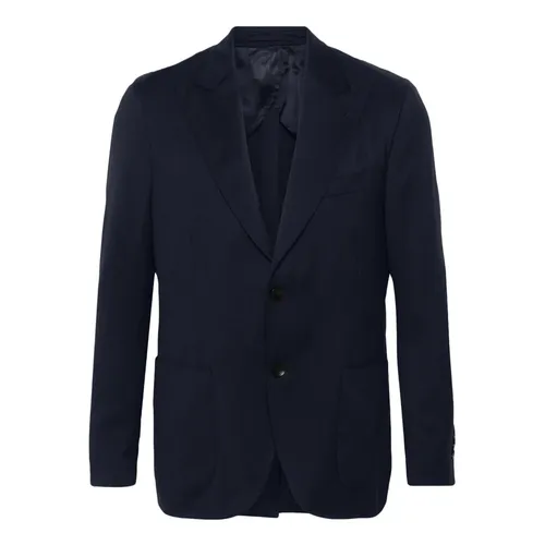 Navy Blue Wool Blazer - Lardini - Modalova