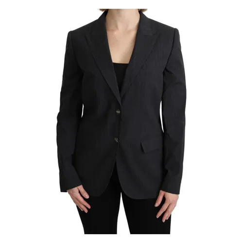 Striped Gray Buttoned Blazer - Dolce & Gabbana - Modalova