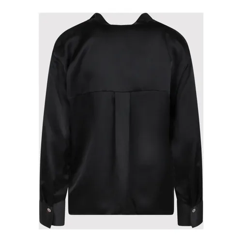 Silk Draped Shirt with V-Neckline - Vince - Modalova