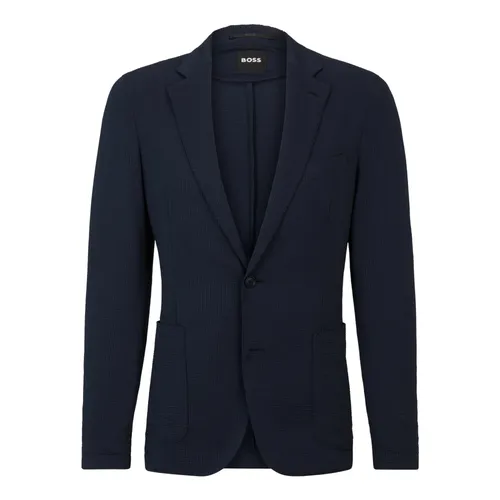 Blue Seersucker Jacket Slim Fit - Hugo - Modalova