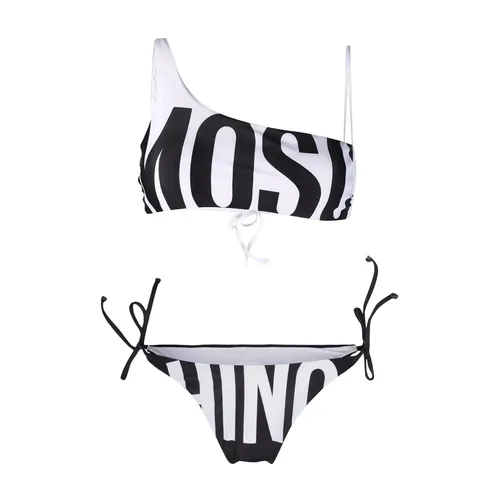 Asymmetric Bikini Set White Print - Moschino - Modalova