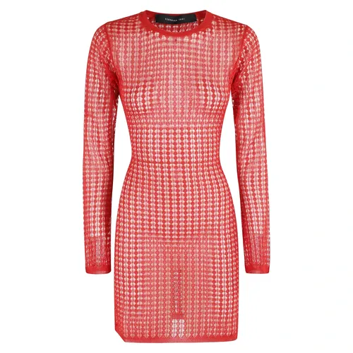 Red Knit Mini Dress Flexage Style - Federica Tosi - Modalova