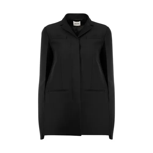 Black Wool-Silk Blend Jacket with Notched Collar - Khaite - Modalova