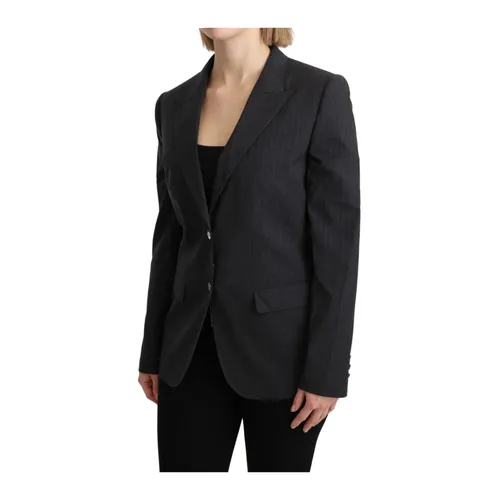 Gray Striped Blazer Button Closure - Dolce & Gabbana - Modalova