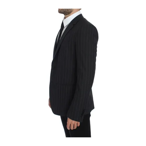 Gray Striped Slim Fit Wool Blazer - Dolce & Gabbana - Modalova