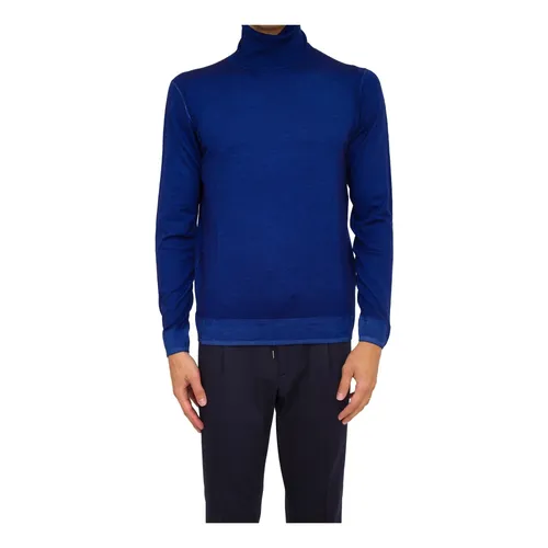 Blue Wool Turtleneck Sweater - Paolo Pecora - Modalova