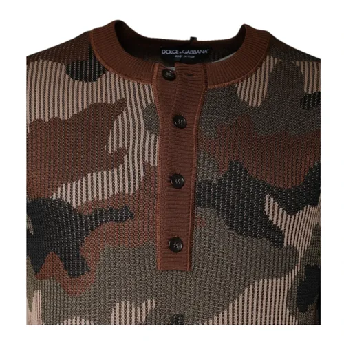 Camouflage Crew Neck Pullover Sweater - Dolce & Gabbana - Modalova
