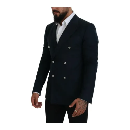 Blue Cashmere Silk Blazer - Dolce & Gabbana - Modalova