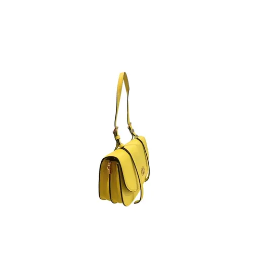 Leather Saddle Bag with Logo Clasp - Twinset - Modalova