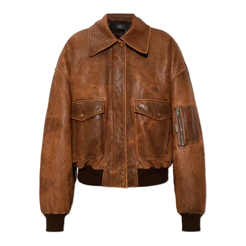 Leather Jacket with Vintage Effect - Amiri - Modalova
