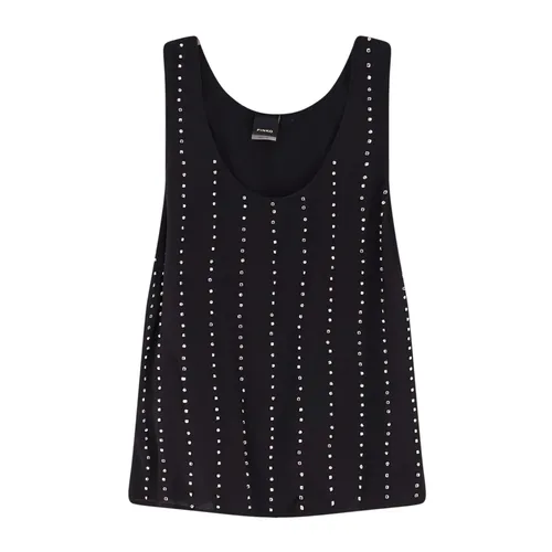 Rounded Neckline Sleeveless Top - Pinko - Modalova
