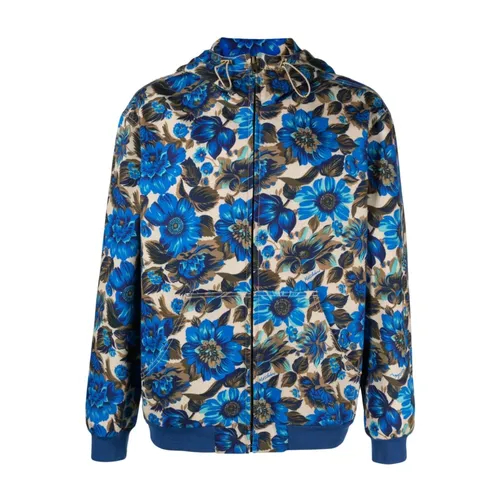 Floral Print Hooded Jacket - Moschino - Modalova
