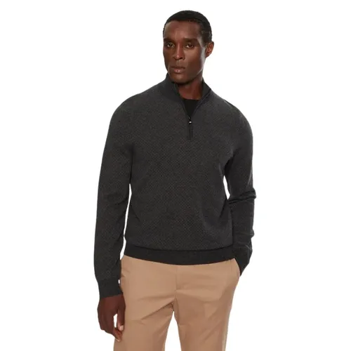 Black Wool Half-Zip Sweater - Hugo - Modalova