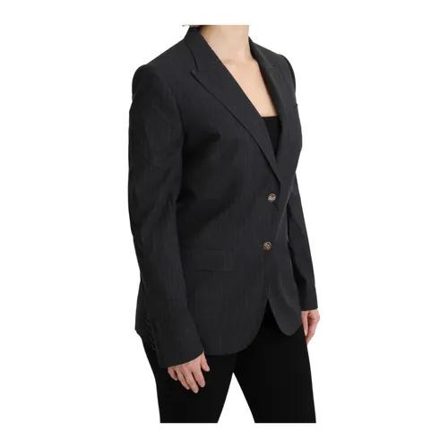 Gray Striped Blazer Button Closure - Dolce & Gabbana - Modalova